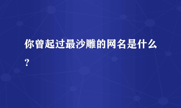 你曾起过最沙雕的网名是什么？