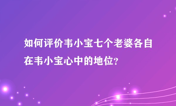 如何评价韦小宝七个老婆各自在韦小宝心中的地位？