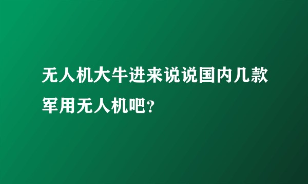 无人机大牛进来说说国内几款军用无人机吧？