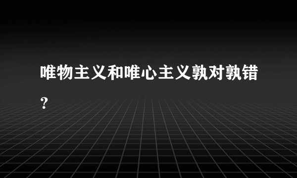 唯物主义和唯心主义孰对孰错？