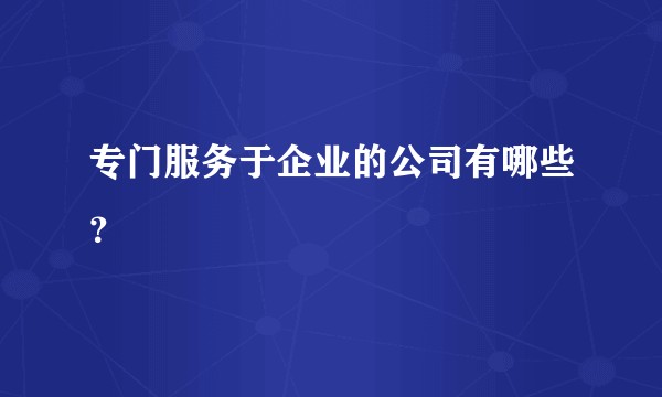 专门服务于企业的公司有哪些？