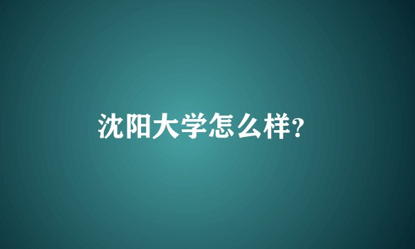 沈阳大学怎么样？