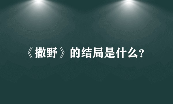 《撒野》的结局是什么？