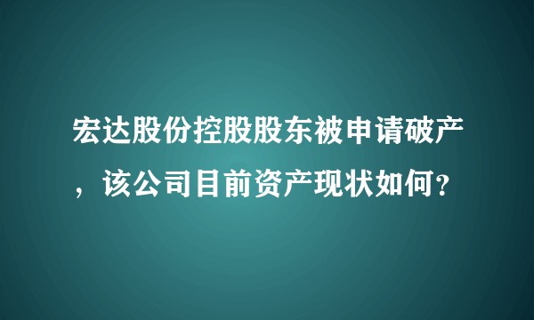 宏达股份控股股东被申请破产，该公司目前资产现状如何？