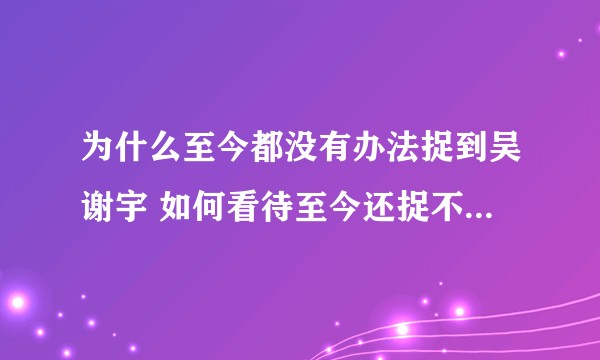 为什么至今都没有办法捉到吴谢宇 如何看待至今还捉不到这件事？