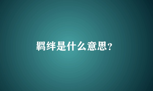 羁绊是什么意思？