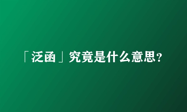 「泛函」究竟是什么意思？