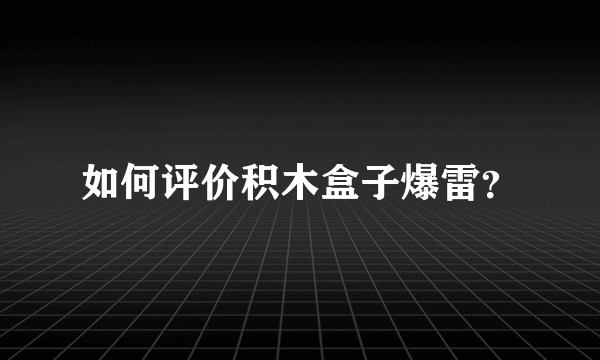 如何评价积木盒子爆雷？