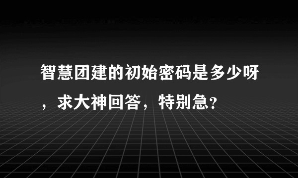 智慧团建的初始密码是多少呀，求大神回答，特别急？