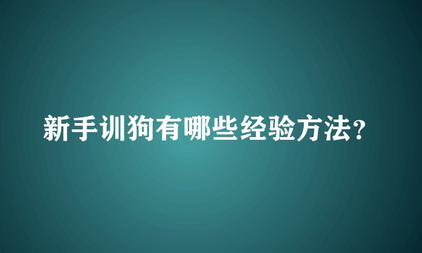 新手训狗有哪些经验方法？