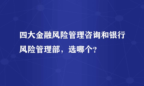四大金融风险管理咨询和银行风险管理部，选哪个？