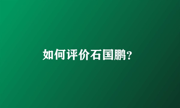 如何评价石国鹏？