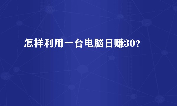 怎样利用一台电脑日赚30？