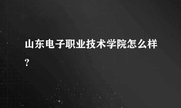 山东电子职业技术学院怎么样？