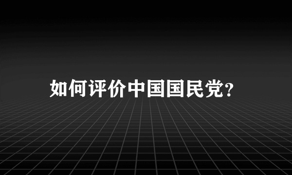 如何评价中国国民党？