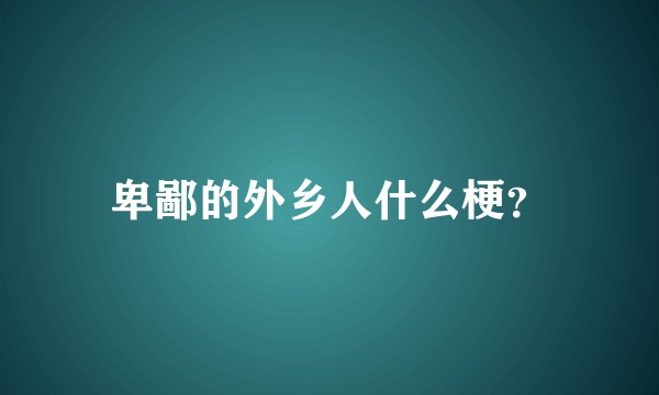 卑鄙的外乡人什么梗？