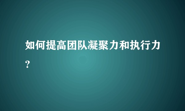 如何提高团队凝聚力和执行力？