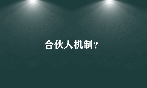 合伙人机制？
