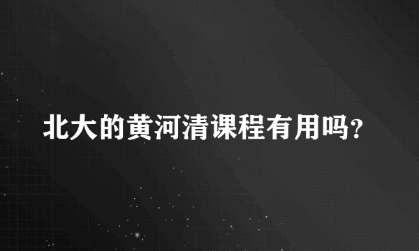 北大的黄河清课程有用吗？