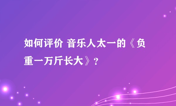 如何评价 音乐人太一的《负重一万斤长大》?