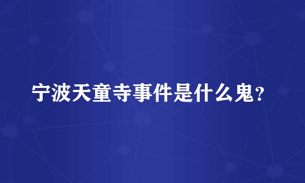 宁波天童寺事件是什么鬼？