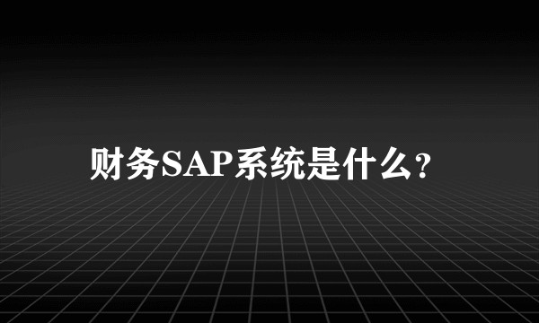 财务SAP系统是什么?