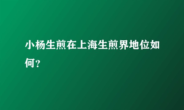 小杨生煎在上海生煎界地位如何？