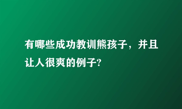 有哪些成功教训熊孩子,并且让人很爽的例子?