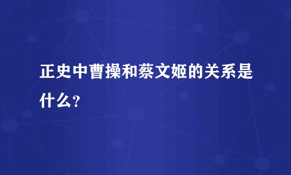 正史中曹操和蔡文姬的关系是什么？
