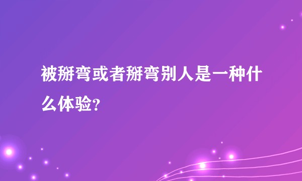 被掰弯或者掰弯别人是一种什么体验？
