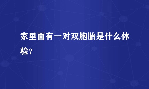 家里面有一对双胞胎是什么体验？