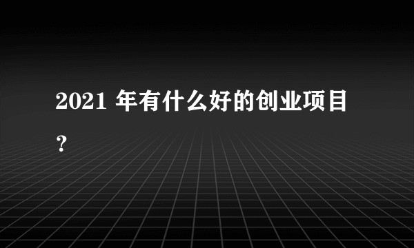2021 年有什么好的创业项目？