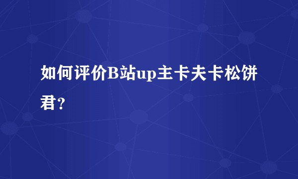 如何评价B站up主卡夫卡松饼君？