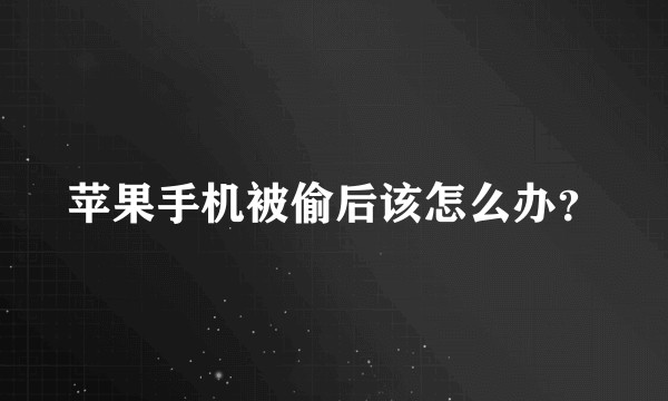 苹果手机被偷后该怎么办？