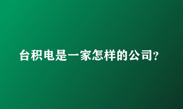 台积电是一家怎样的公司？
