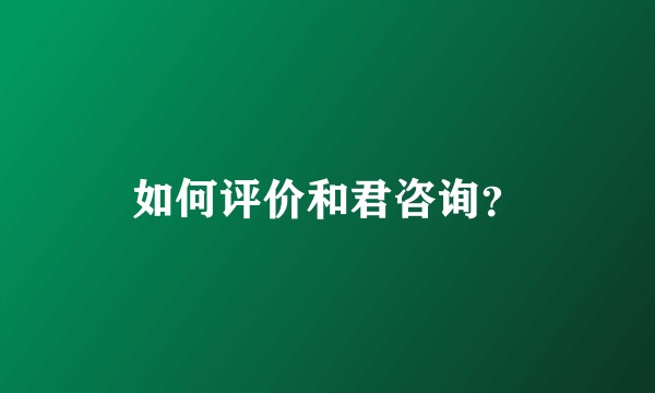 如何评价和君咨询？