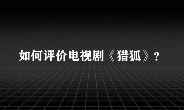 如何评价电视剧《猎狐》？