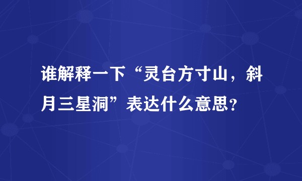 谁解释一下“灵台方寸山，斜月三星洞”表达什么意思？