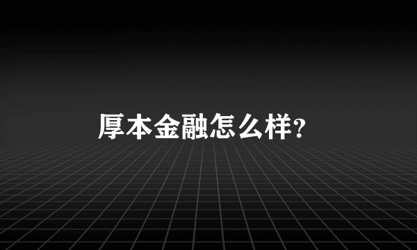 厚本金融怎么样?
