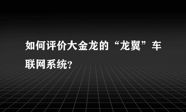 如何评价大金龙的“龙翼”车联网系统？