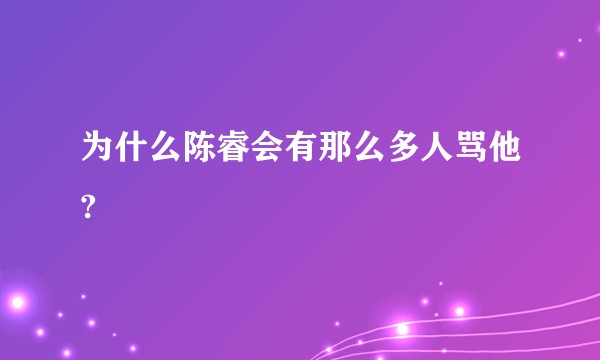 为什么陈睿会有那么多人骂他?