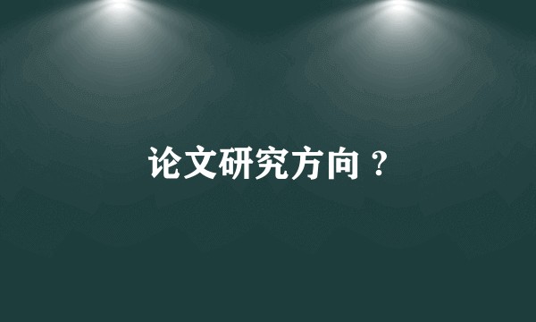 论文研究方向 ?