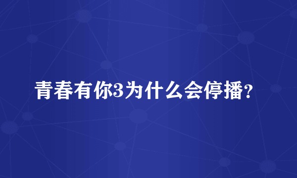 青春有你3为什么会停播？