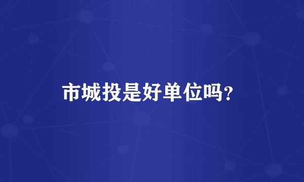市城投是好单位吗？