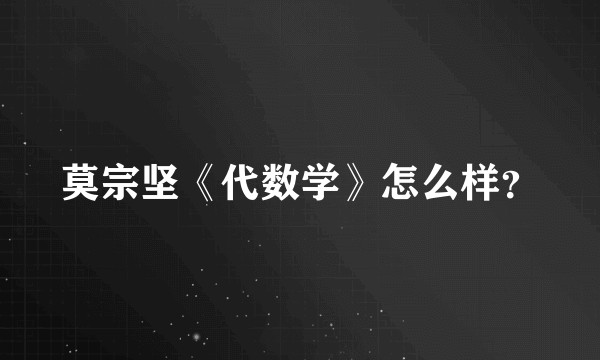 莫宗坚《代数学》怎么样？