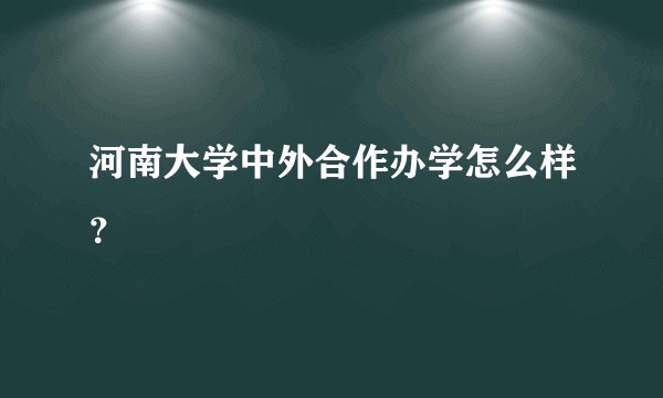 河南大学中外合作办学怎么样？