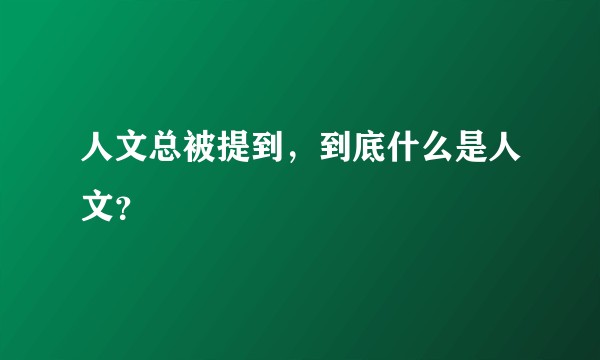 人文总被提到，到底什么是人文？