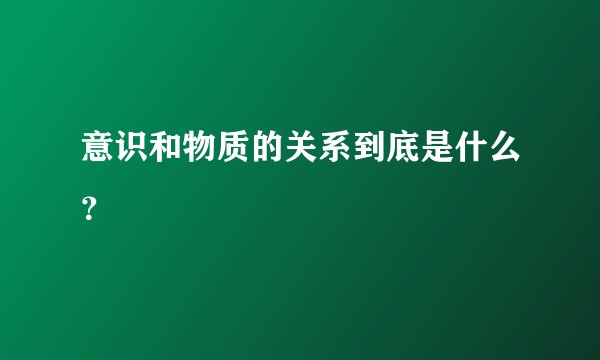 意识和物质的关系到底是什么？