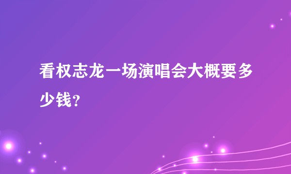 看权志龙一场演唱会大概要多少钱？