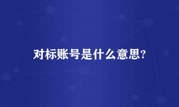 对标账号是什么意思?